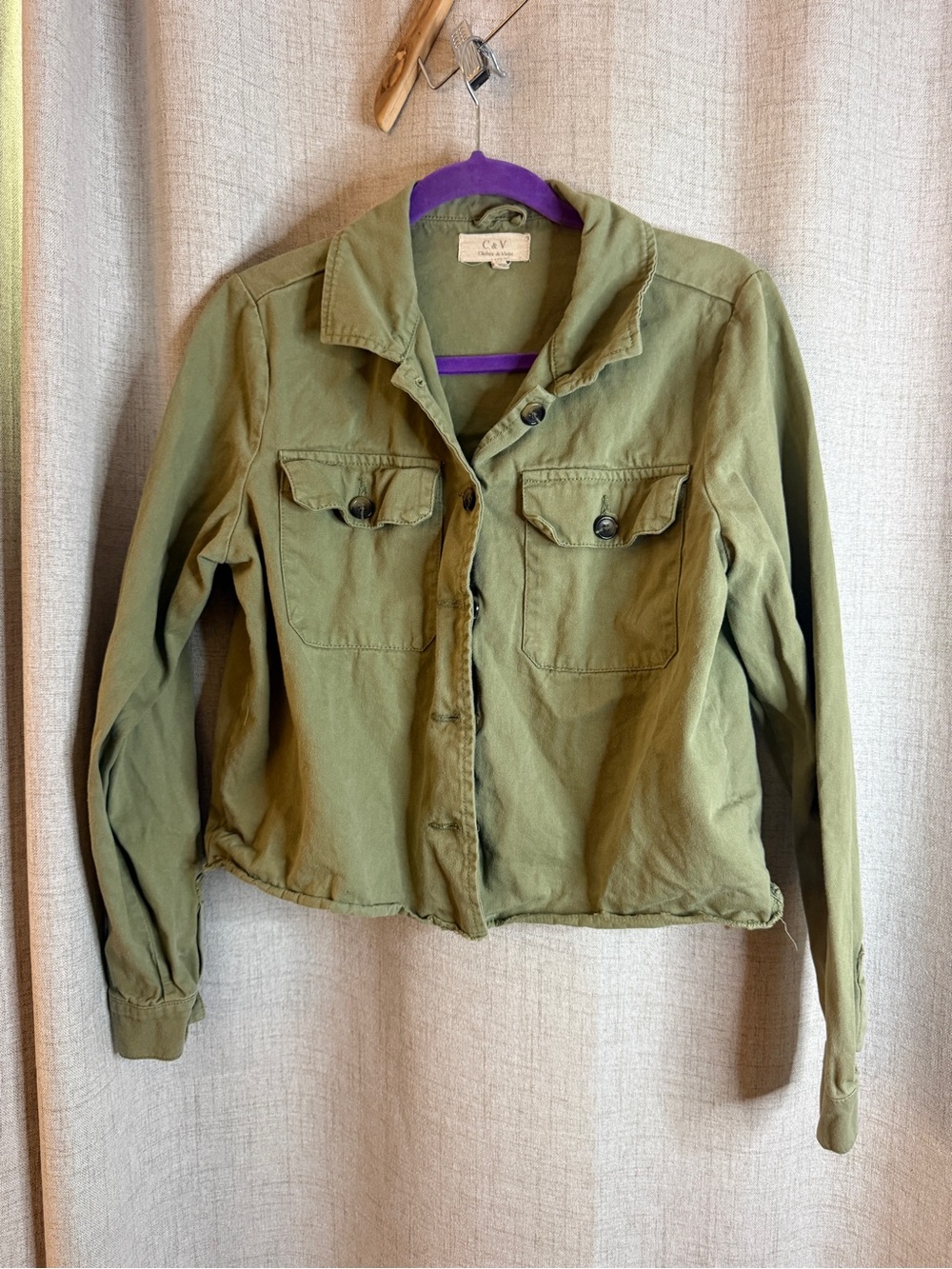 Chelsea & Violet Olive Green jean Jacket